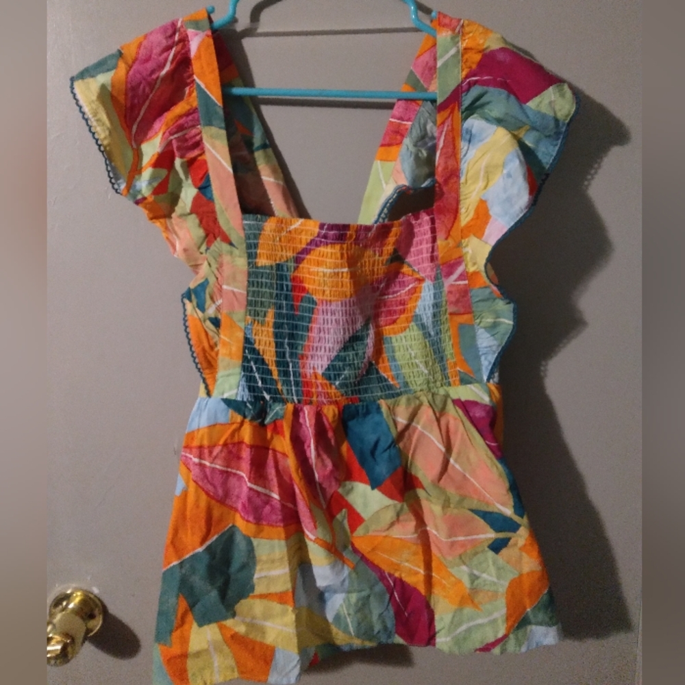 Tropical print top